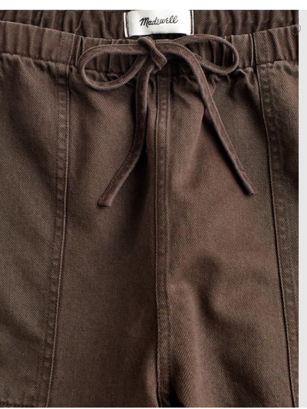 Madewell  Pull-On Barrel-Leg Utility Pants in Airy Denim — Brown - Picture 6 of 10